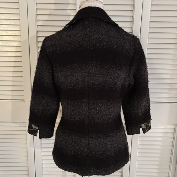 An Ren New York Couture Wool Blend Cardigan Sweater Jacket Charcoal Gray Size L - Picture 3 of 12